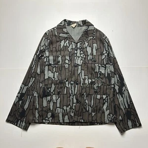 Vintage Trebark Woodland Camo Jacket Button Up Hunting Brown Black Sz M - Picture 1 of 4
