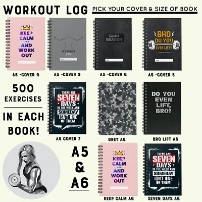NEW FITNESS WORKOUT LOG BOOK GYM DIARY WEIGHT TRAINING EXERCISE JOURNAL 2024