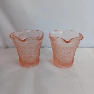Juego de votivos de vidrio sándwich Pink Tiara Indiana/2 candelabros florales Cottagecore - Imagen 1 de 9