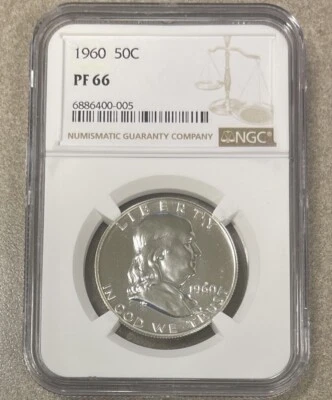 1960 NGC PF66 PROOF BEN FRANKLIN HALF DOLLAR 50c - Image 1 of 2