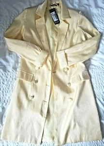 Women size XS US2 double breasted yellow gold shimmery longline blazer dress  - Picture 1 of 7