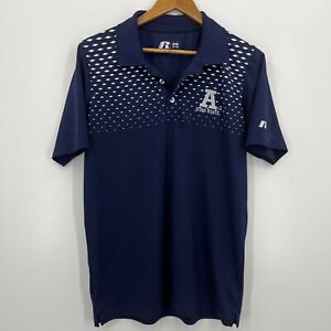 Russell Athletic Polo Shirt Men's M Blue Utah State Aggies NCAA Short Sleeve