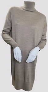 CREMIEUX Beige Sweater Dress Small Turtleneck Classic Long Sleeves Wool Blend - Picture 1 of 11