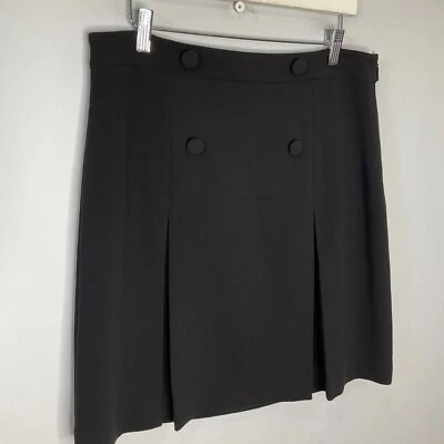 Karl Lagerfeld Skirt Womens Size 8 Black Skirt Buttons  Pleated Lined - Image 1 of 4