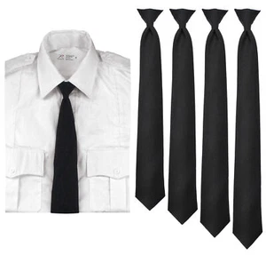 Police Issue Clip-On Neckties in Black 16-22 Inch Lengths Breakaway Clip Tie - Picture 1 of 2