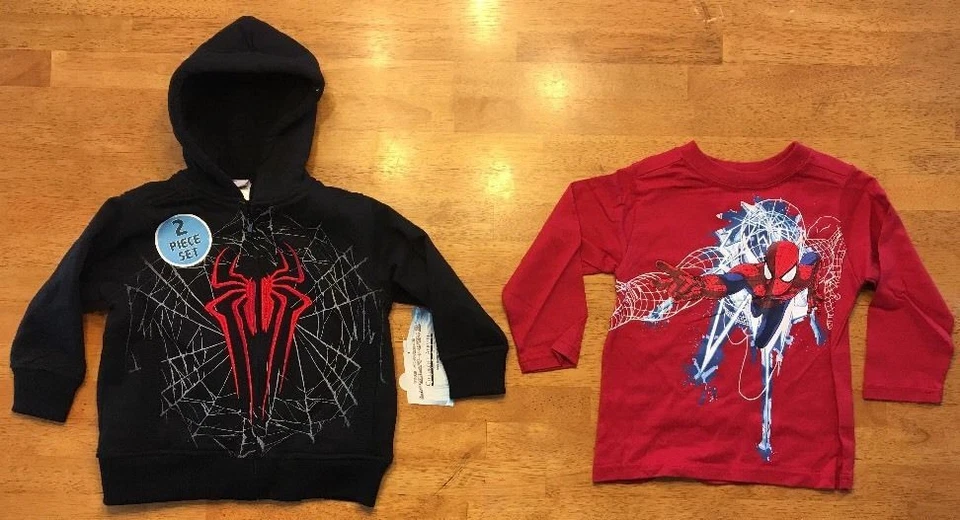 NUEVO CON ETIQUETAS Marvel Spider-Man Niño Rojo y Negro Sudadera con Capucha y Camisa - Talla: 2T Foto 1 de 4