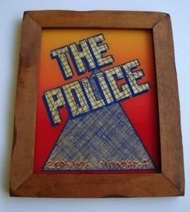 VTG 1970'S Carnival Prize Mirror Fair Wood Framed Glass Foil The Police Sting - Picture 1 of 12