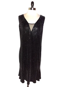 EN FOCUS STUDIO Plus Size 20W Sheath Dress Black Silver Sparkles Sleeveless - Picture 1 of 5