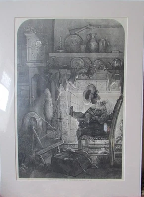 CHRISTMAS EVE OLD FACES HARPERS  BAZAR JANUARY 1878 2 PAGE WOOD ENGRAVING RARE - Image 1 of 4