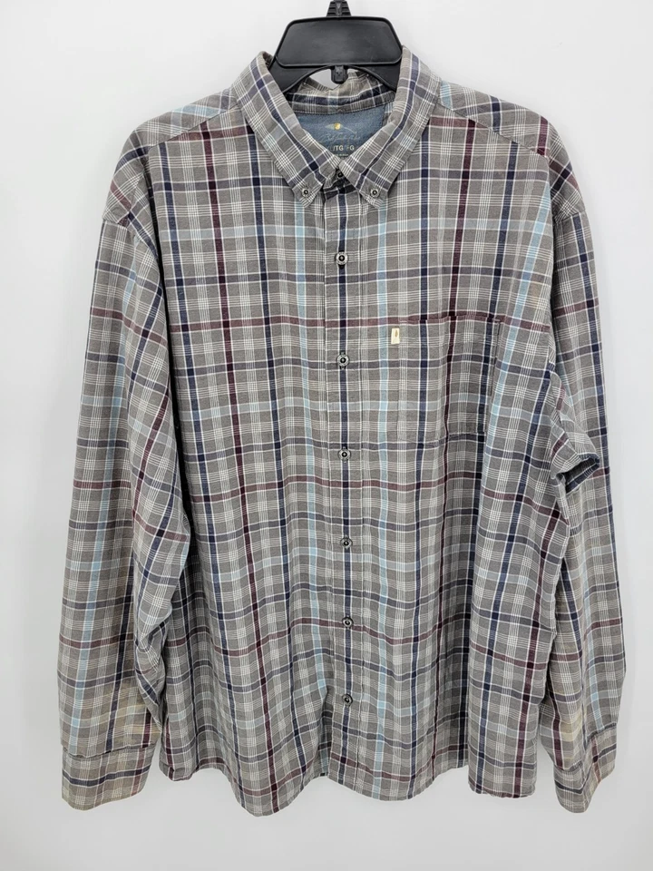 Camisa Bob Timberlake Para Hombres XL Gris A Cuadros Manga Larga Abotonada Mezcla de Algodón Foto 1 de 4