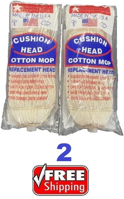 2 - JW Mfg Cushion Heads Cotton Mop Replacement #32-Threaded Screw On SHIPS FREE - Image 1 of 2
