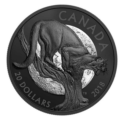 2018 Canada $20 Nocturnal by Nature: Cunning Cougar - Pure Silver Coin - Image 1 of 4