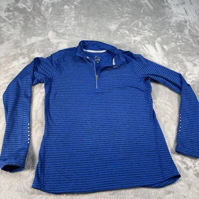 Nike Pullover para Correr Mujer Grande Media Cremallera Elastizado Azul Negro Reflectante Gimnasio Foto 1 de 4