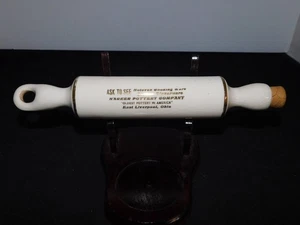 HARKER MINIATURE HARKER POTTERY COMPANY ADVERTISING CHINA ROLLING PIN - Picture 1 of 8