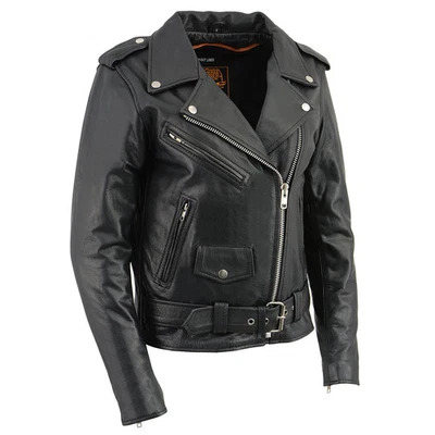 Women's Classic Leather Motorcycle Jacket with Belt by Milwaukee Leather - Image 1 of 4