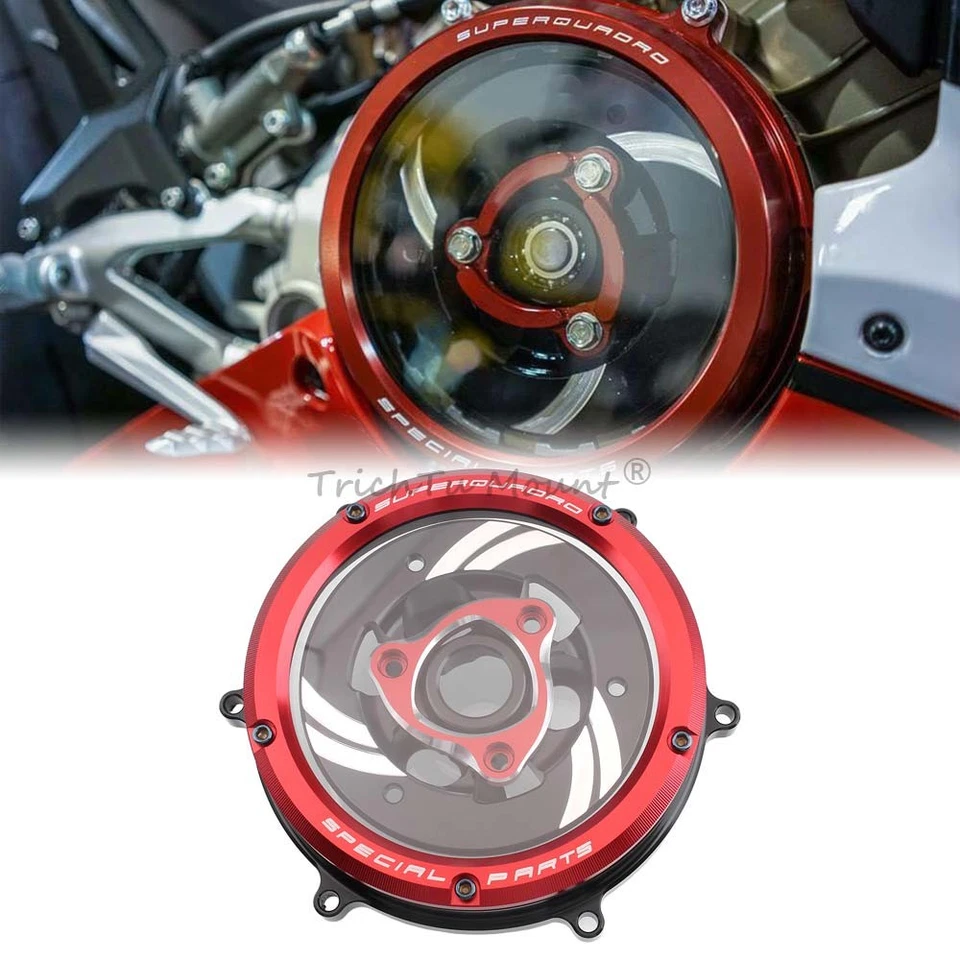 Cubierta de embrague transparente Racing + retenedor de resorte para Ducati 1199 959 1299 Panigale V2 Foto 1 de 4