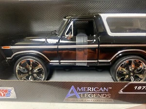 MOTORMAX 1978 FORD BRONCO CUSTOM HARD TOP JET BLACK /W UPGRADED FLOATER Rims - Picture 1 of 13