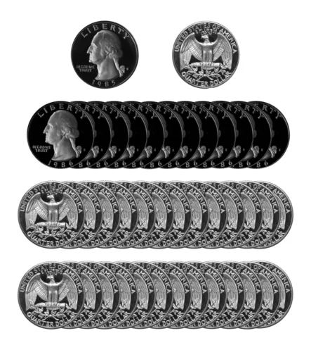 1986 S Washington Quarter 25c Gem Deep Cameo Proof Roll CN-Clad 40 US coins Cover