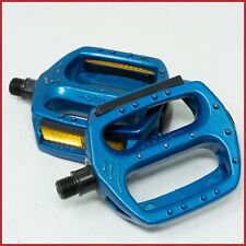 NOS OFMEGA BMX PEDALS QUILL VINTAGE BICYCLE OLD SCHOOL BLUE 9/16 ITALIAN