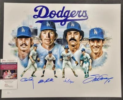 Dodgers Infield signed 16x20 Photo #2 Russell Garvey Cey Lopes autograph JSA - Image 1 of 4