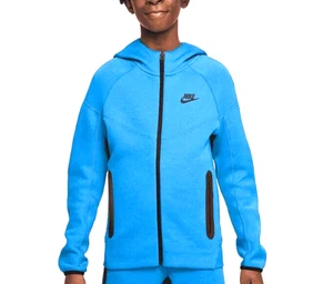 NIKE TECH FLEECE Hooded ZIP POCKET Jacket KID'S Size S (approx 8-9 y.o) Blue - Picture 1 of 3
