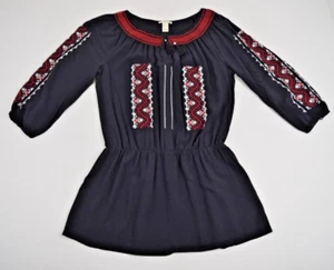 Top Forever 21 Size S Bohemian Style Black Red White Embroidery Under Bum Length - Picture 1 of 8