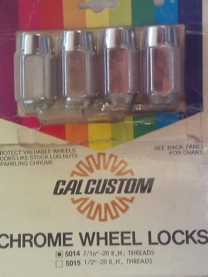 Juego de 4 tuercas de bloqueo de rueda cal personalizadas con llave 7/16" x 20 mano derecha Foto 1 de 4