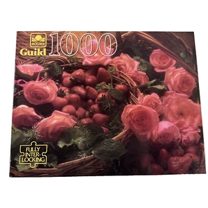 NEW SEALED 1990s 1000pc Puzzle STRAWBERRY BASKET Guild 21.5" x 27.5" - Picture 1 of 3