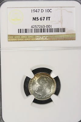 1947 D NGC MS67 FULL TORCH Roosevelt Dime!! #E1259 - Image 1 of 2