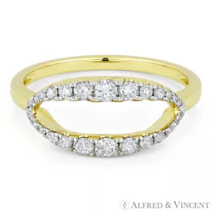 Anello dichiarazione mano destra ovale aperto oro giallo 14 kt pavè diamanti tondi 0,13 ct - Foto 1 di 1