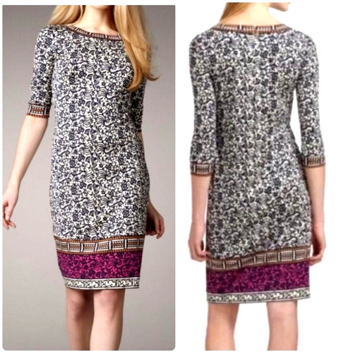 Abito nuovo $ 398 Tory Burch Carmela 100% seta jersey avorio con zip sul retro logo L