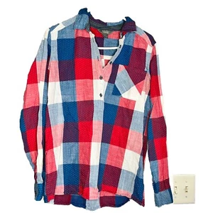 Natural Reflections Womens Flannel Shirt Medium Patriotic Polka Dot - Picture 1 of 7