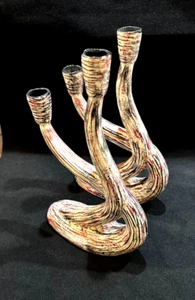 RARE Mid Century Hedi Schoop Hand Made Pair of Ceramic Double Candlesticks Mint! - Picture 1 of 8
