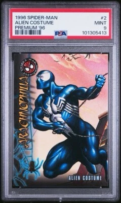 1996 Spiderman Premium ‘96 #2 Alien Costume Spider-Man PSA 9 Mint - Image 1 of 2