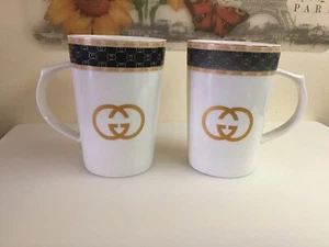 Set Of 2 Porcelain 14 oz Cups With Gucci Logo, Pre- Owned. - Picture 1 of 8