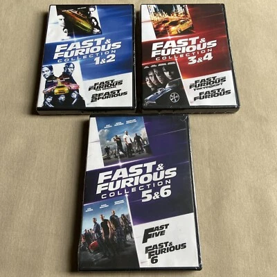 Fast & Furious 1 2 3 4 5 6 (DVD 6-Film Set) Paul Walker Vin Diesel Cars ALL NEW+ Foto 1 de 4
