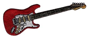 ELECTRIC GUITAR IRON-ON PATCH embroidered ROCK ROLL MUSIC INSTRUMENT APPLIQUE #1 - Picture 1 of 3