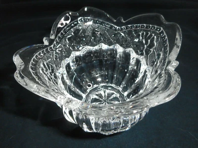 Studio Nova Floral Lace Votive Candleholder Clear Cut Glass Scalloped Top 3 1/4" - Image 1 of 4