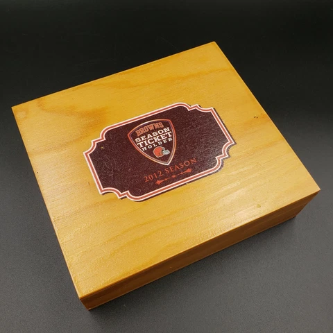 Rare NFL Cleveland Browns 2012 Season Ticket Holder Wooden Stash Trinket Box Cover