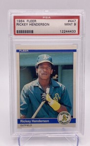 1984 DONRUSS #54 RICKEY HENDERSON ATHLETICS HOF PSA 9