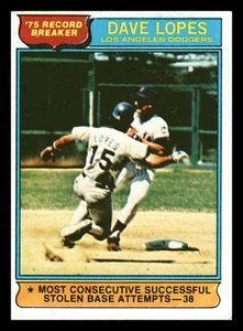 1976 Topps Dave Lopes Record Breaker Los Angeles Dodgers #4 VG-EX - Picture 1 of 2