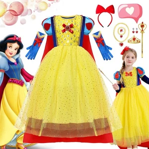 Girls Kids Snow White Princess Fancy Dress Up Cosplay Party Costume Cape Outfits - Picture 1 of 14