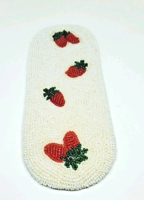 Estuche de gafas de lectura vintage con cuentas de vidrio rojo fresa ¡COMO NUEVO! Foto 1 de 4