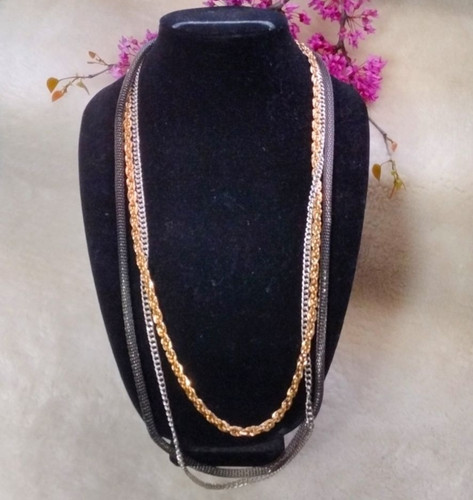 VETEMENTS Collana donna dichiarazione multifilo corda oro nero e catenina formale glamour