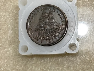 Ficha de tiempos difíciles 1837/1841 Van Buren Webster envío *distribuidor retirado* Bonita 1 HT-20 Foto 1 de 4