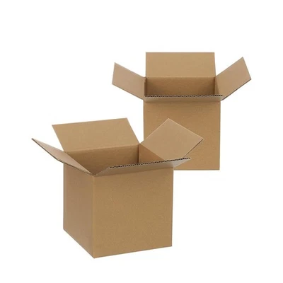 5x5x5" Brown Kraft Corrugated Cardboard Shipping Box - 6pcs + 12 Fragile Labels - Image 1 of 4