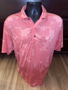Footjoy Polo Shirt Mens Medium Pink Camo Floral Performance Golf Athletic Casual - Picture 1 of 6