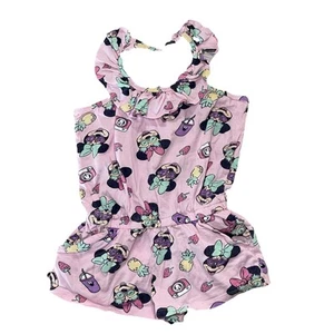 Disney Mini Mouse Romper Shorts Ruffles Pink Size 6 116 Sleeveless Strawberries - Picture 1 of 9