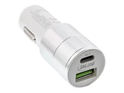 InLine Alimentatore USB da auto 3.0,12/24VDC a 5V DC/3A USB-A + USB-C 31502W - Immagine 1 di 4