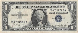US / Silver Certificate $1 Series of 1957 B Block WA Circulated Banknote AAZ8 - Picture 1 of 2